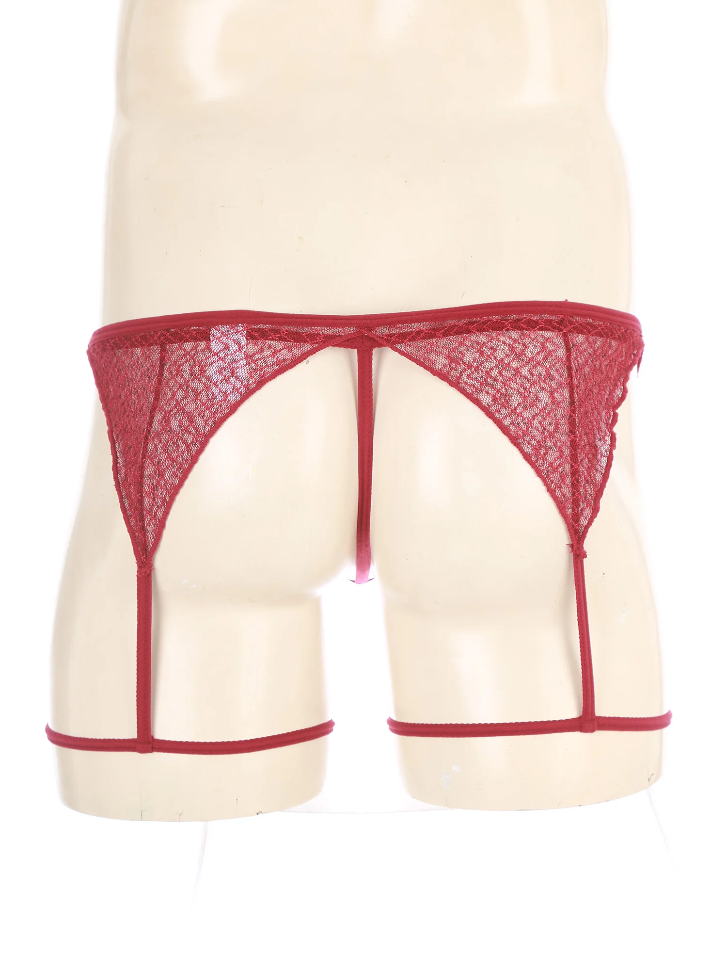 2 قطعة رجل مثير الدانتيل الرباط حزام سيور ملخصات الملابس الداخلية الملابس الداخلية سلسلة ثونغ سيسي سراويل الساخن مثير الذكور ملخصات السروال #5