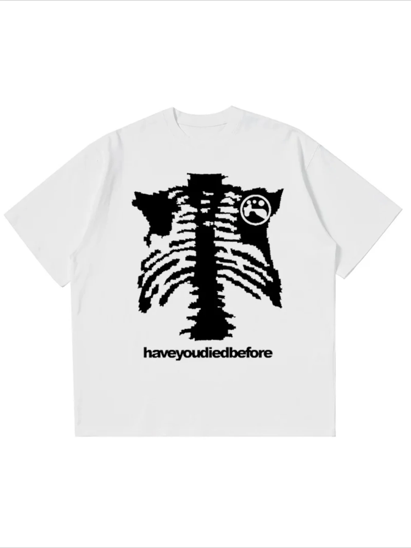 Gothic Aesthetic Skeleton Skull Pattern T-Shirt Vintage Y2k Design Unisex Style Top Tee Men Women Streetwear Casual Short Sleeve