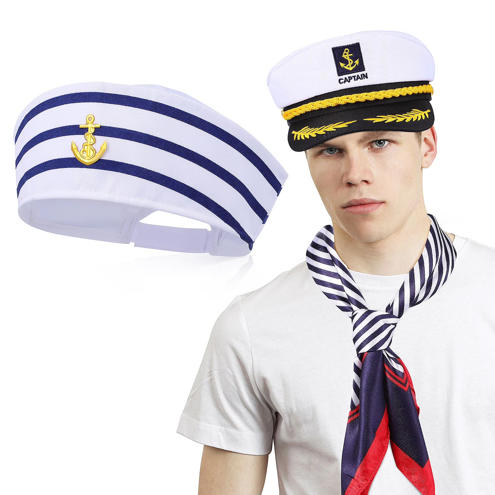 

Sailor Hat Set Captain Costume Women Soft Materials Classic Shape Travel Outdoor Events