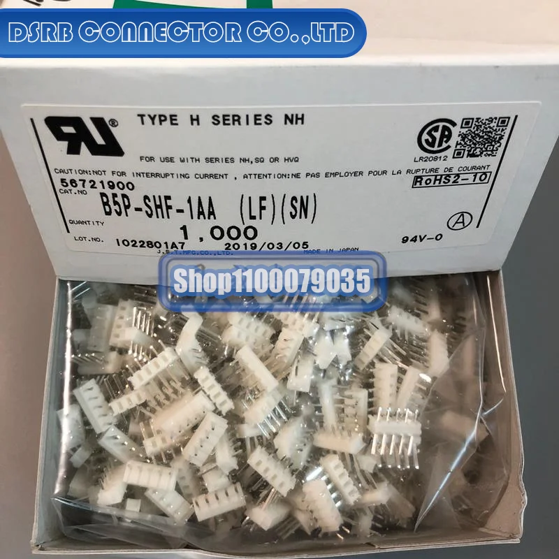 

50pcs/lot B5P-SHF-1AA 5P 2.5MM legs width 100% New and Original