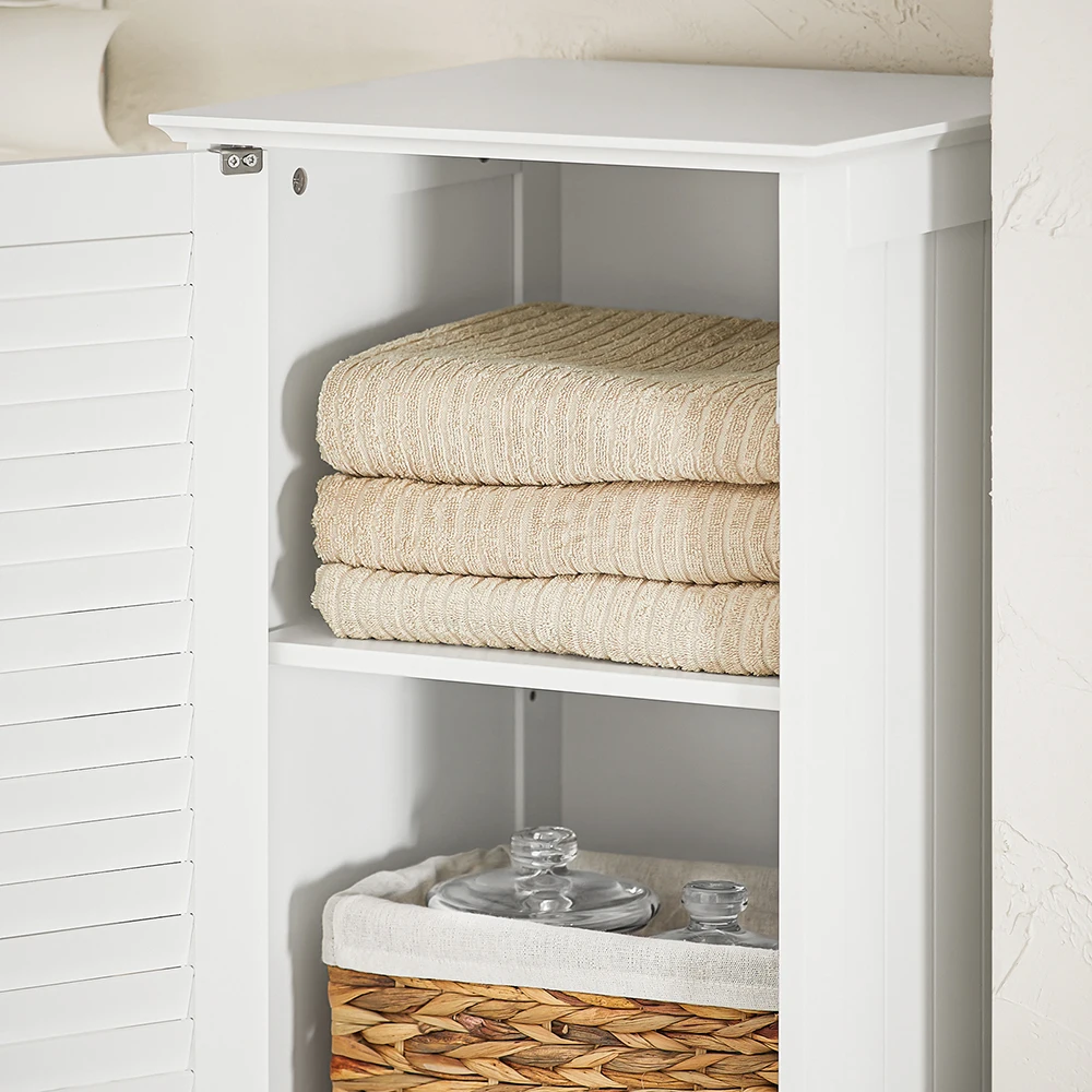 SoBuy BZR124-W Hochschrank mit ausklappbarem Wäschesack Badezimmer Schrank Badschrank schmal Wäscheschrank Badregal – Detail 11