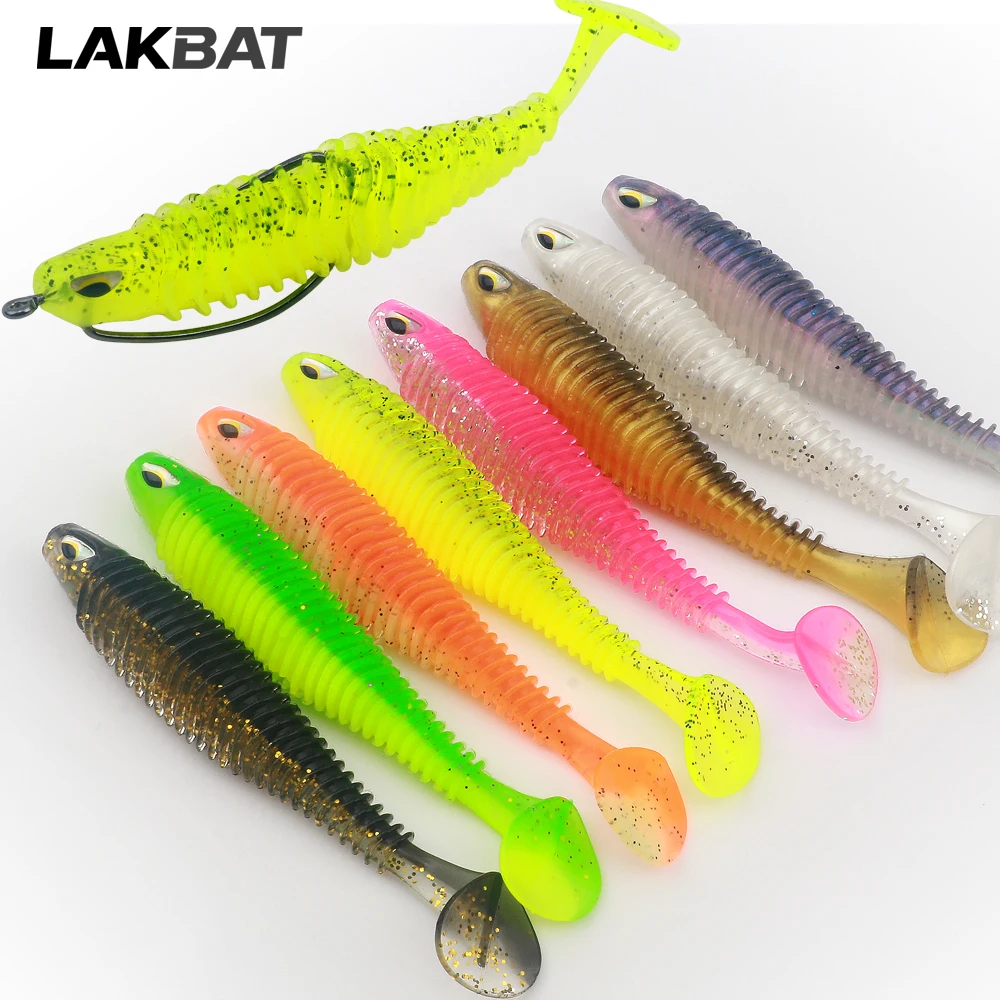 7er-/13er-Set große Silikon-Weichköder T-Tail-Wurm 6,5cm 7,5cm 10,5cm mit Offset-Kurbelhaken für Karpfen Süßwasser-Angelausrüstung
