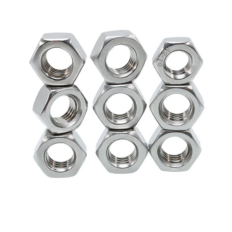 100/lot 304 Stainless Steel Threaded Hex Hexagon Nuts M2 M2.5 M3 M4 M5 M6 M8 M10 M12 Allen Screw Bolt Fine Hexagonal Nuts DIN934