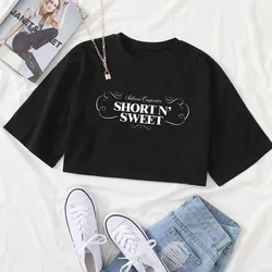 Sabrina Carpenter Short N' Sweet Shirt Women O-Neck Short Sleeves Crop Tops T-shirt Fans Gift Tops