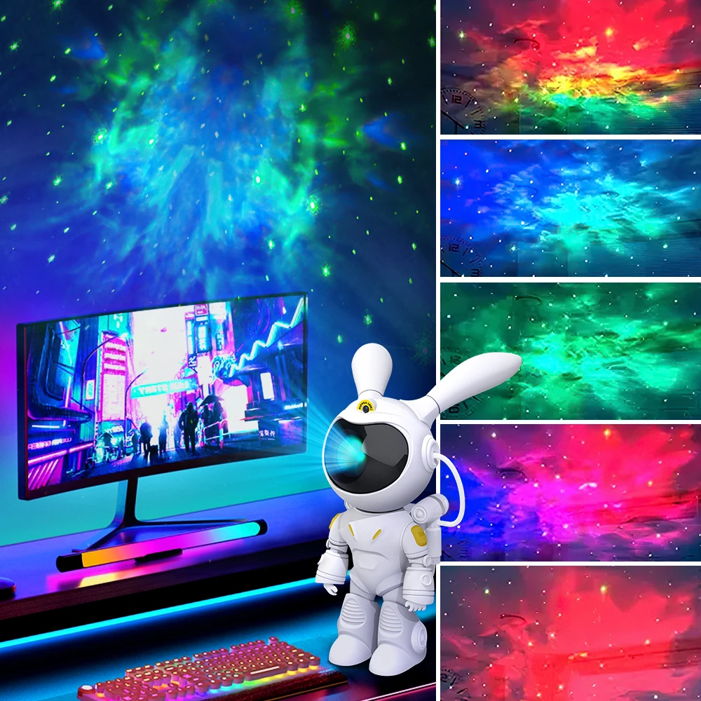 2024 New Starry Sky Projector Rabbit Projector Bedroom Night Light Projection Light Starry Sky Night Light Projection Toy Girl B