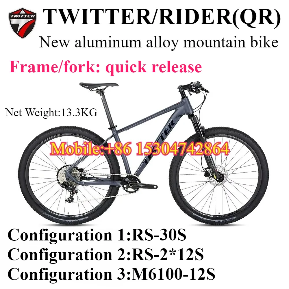 

TWITTER 2025 new RIDER (QR) aluminum alloy off-road mountain bike hydraulic disc brake Mechanical transmission bikes