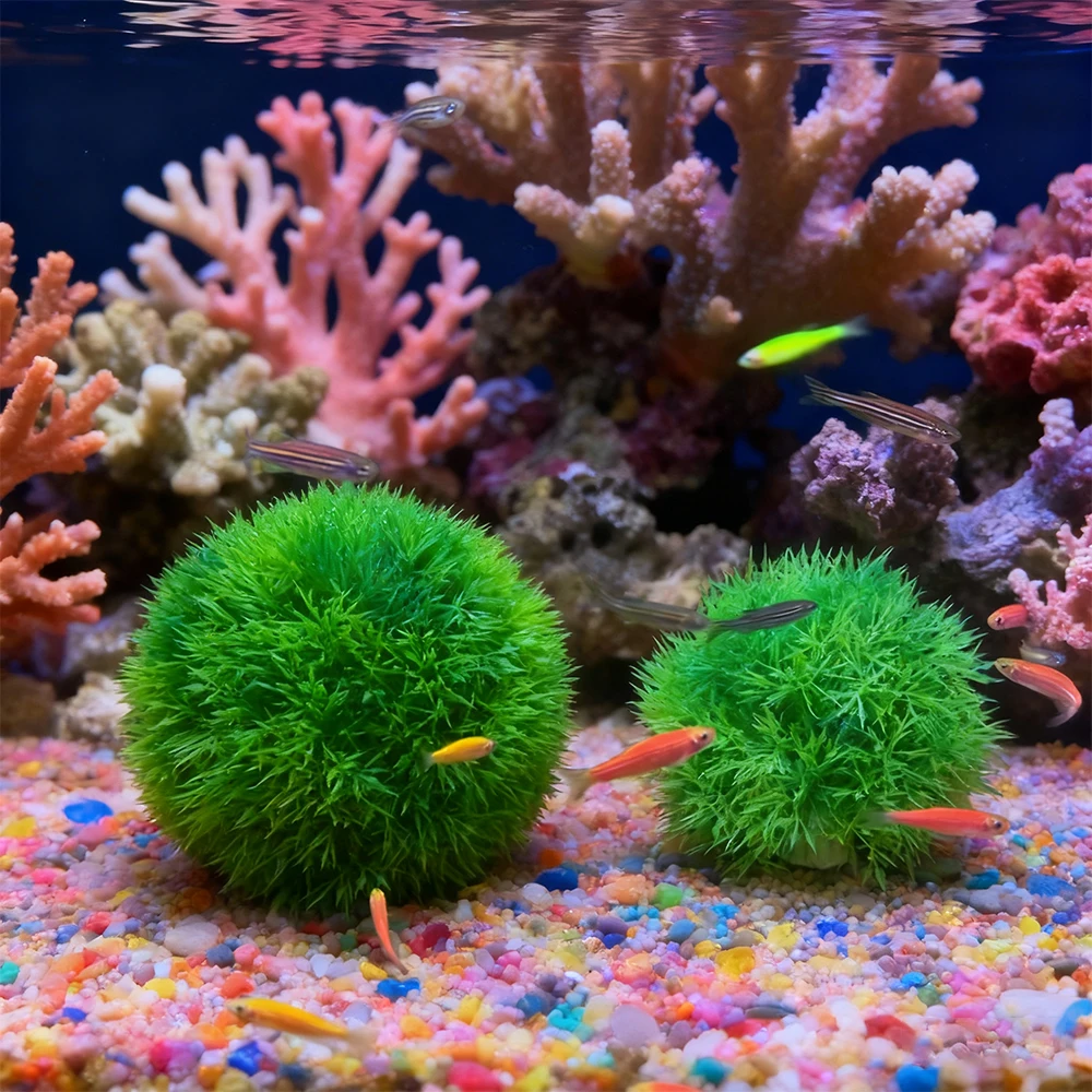 Dekorativer künstlicher Aquarium-Grasball – langlebige künstliche Wasserpflanze für Aquarium-Dekoration, lichtbeständig