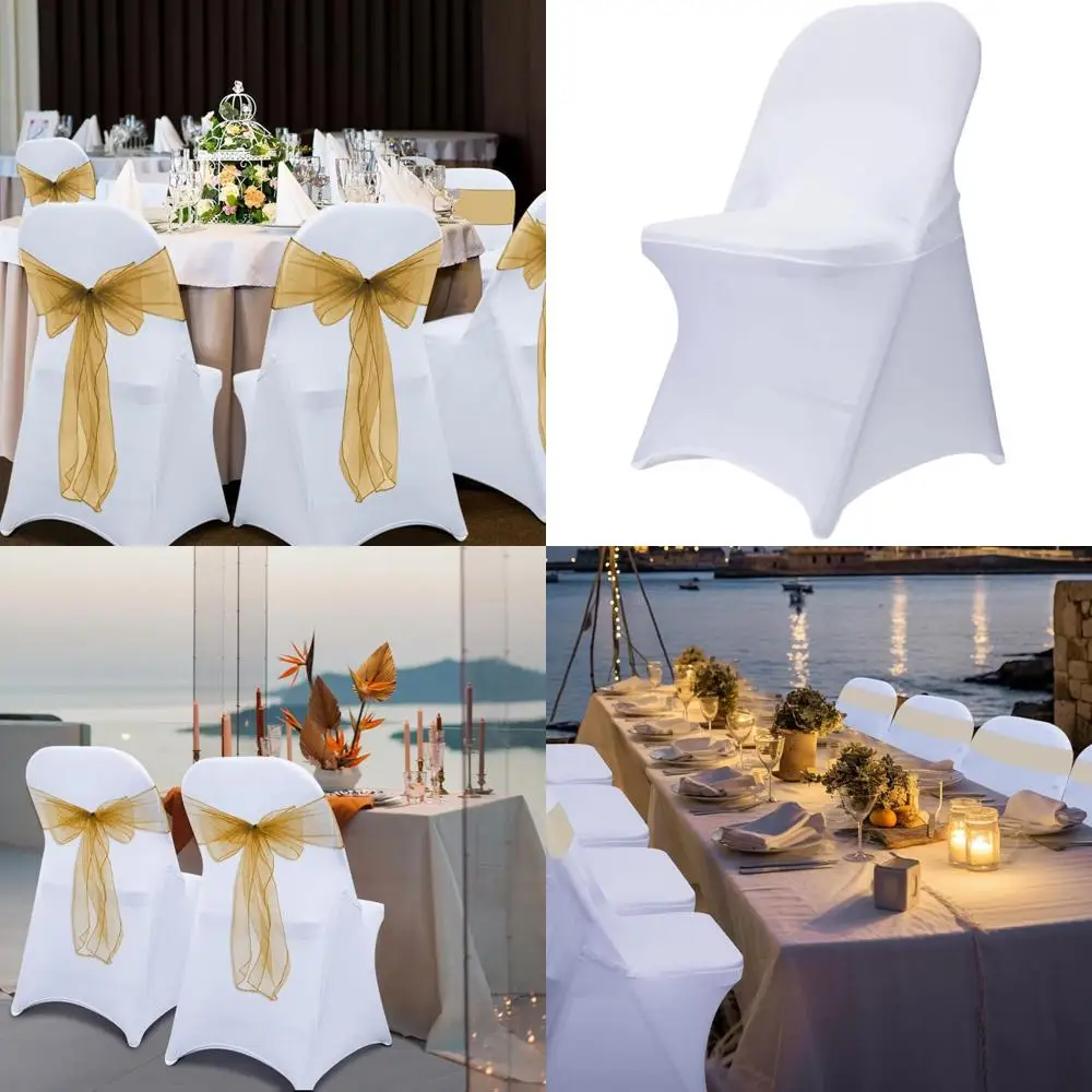 

50 Pack Spandex Chair Covers for Weddings, Parties, and Celebrations - White Washable Universal Fit Chair Slipcovers