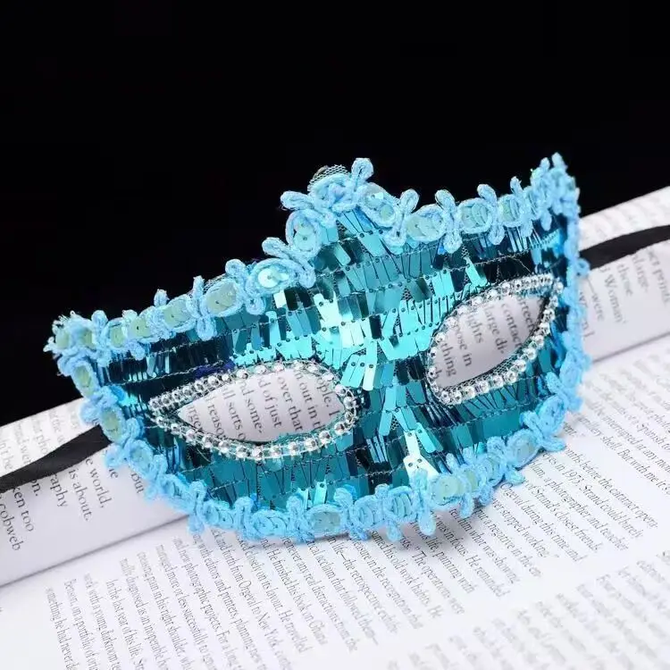 ヴェネツィアプリンセス スパンコール ポインテッドマスク ヨーロッパとアメリカの仮面舞踏会 豪華な王冠の形のパフォーマンス小道具 アニメコスプレ女性