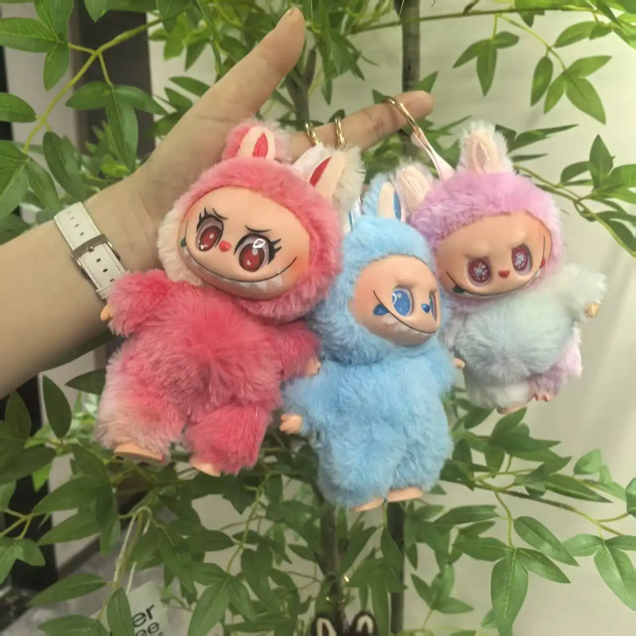 

Labubu Plush Vinyl Doll Keychain Cartoon Three-dimensional Doll Students Schoolbag Pendant Car Key Chain Gifts for Women