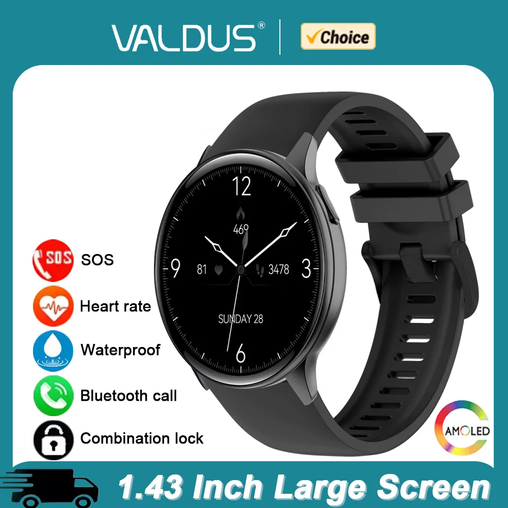 VALDUS 2025 New VS41 Pro Smartwatch Man Woman SOS BT Call Heart Rate Password Lock Sports Waterproof AMOLED Outdoor Smart Watch