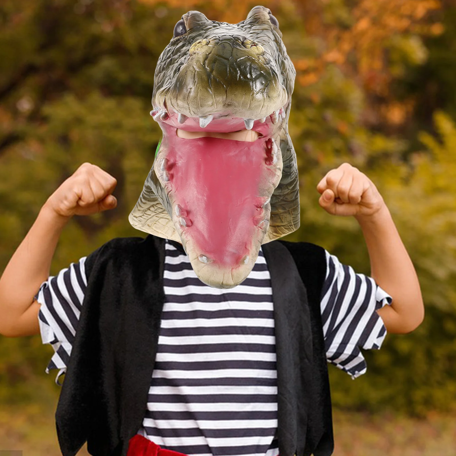 

Latex Crocodile Head Mask Realistic Design Comfortable Fit Party Cosplay Festival Costume Accessories Headgear