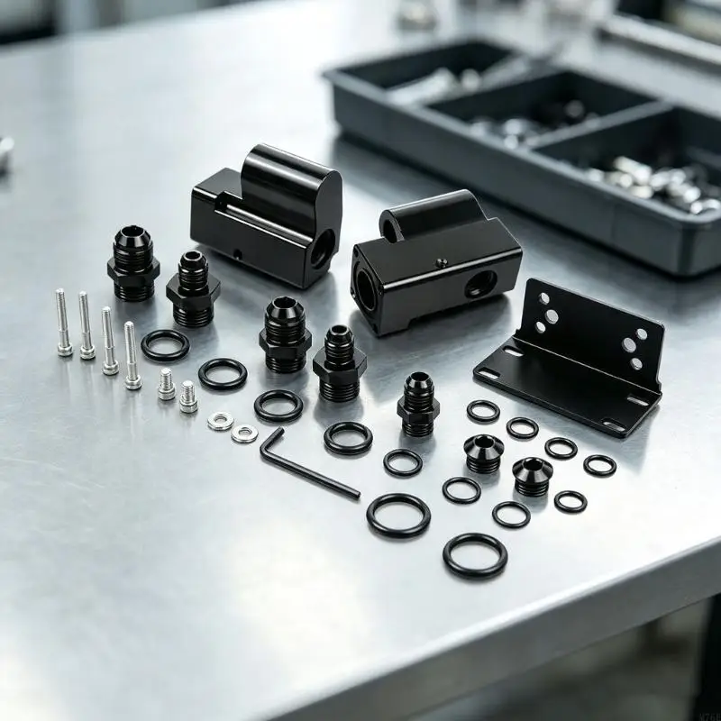 M76E-Kraftstoffsensor-Adaptersatz für den E85-Einbau mit Halterung und Armaturen – Detail 10