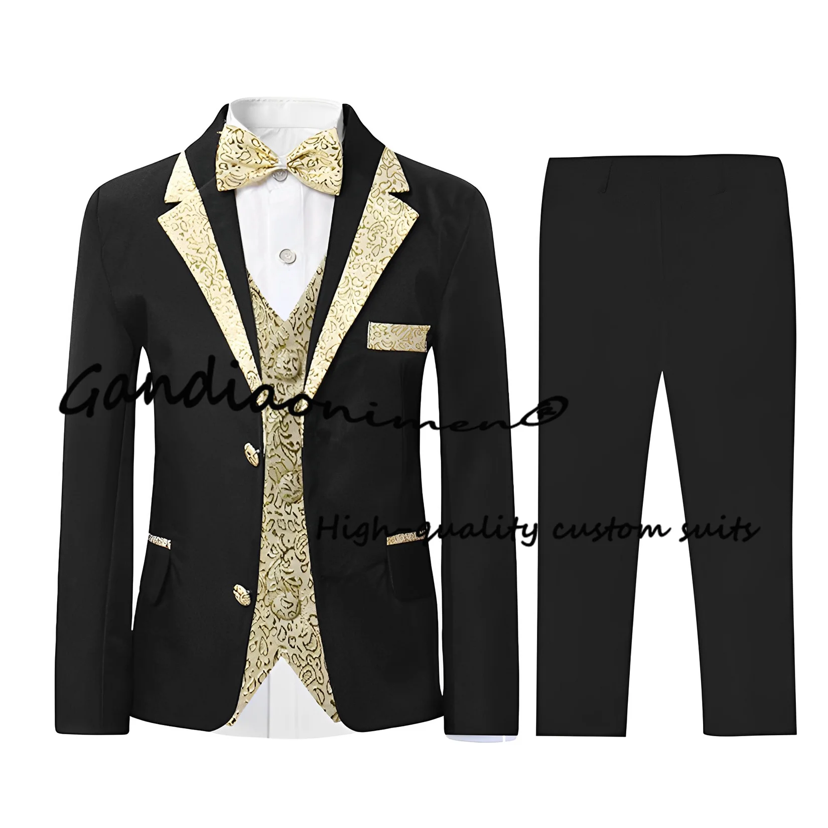 Kids 3 Piece Suit Boys Tuxedo Shawl Lapel Children's Formal Suits for Wedding Dress Suits Blazer