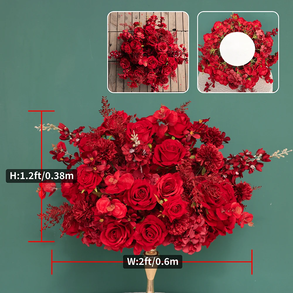 Crafted Artificial Flowers Ball Wedding Christmas Decoration Custom Red Rose Delphinium Centerpiece Kunstbloemen Decor HY2376