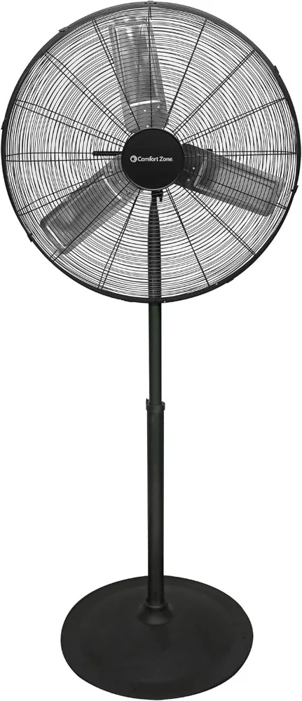 

Comfort Zone Industrial Pedestal Fan, 30 Inch, 3 Speed, High Velocity, Adjustable Height 56” To 76”, Metal