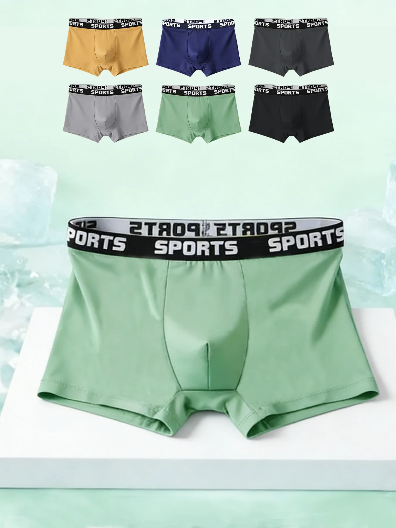 

6 PCS Men's Underpants - Sporty Daily Wear - Letter Belt - Comfortable and Breathable Men's Flat Waist Underpants