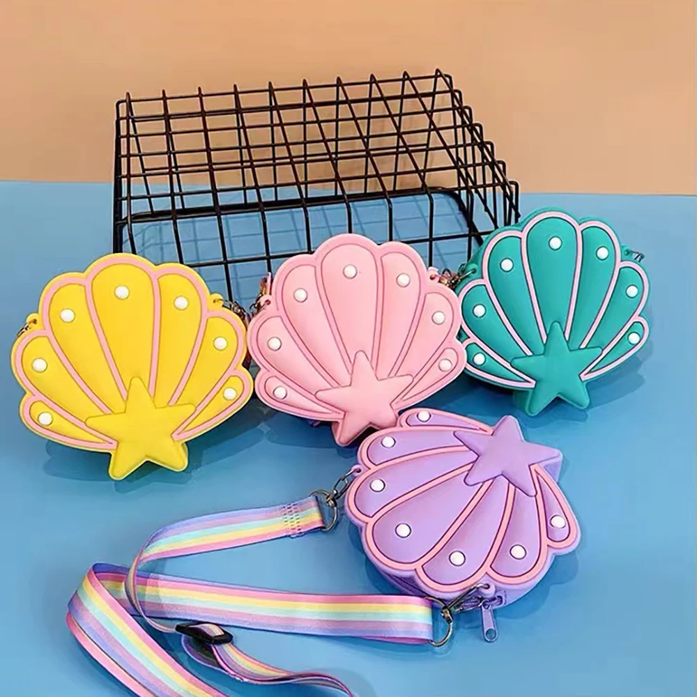 Silicone Shell Shaped Design Premium Bubble Shell Bags Coin Bag Squeeze Toy Versatile Shoulder Bag Girls