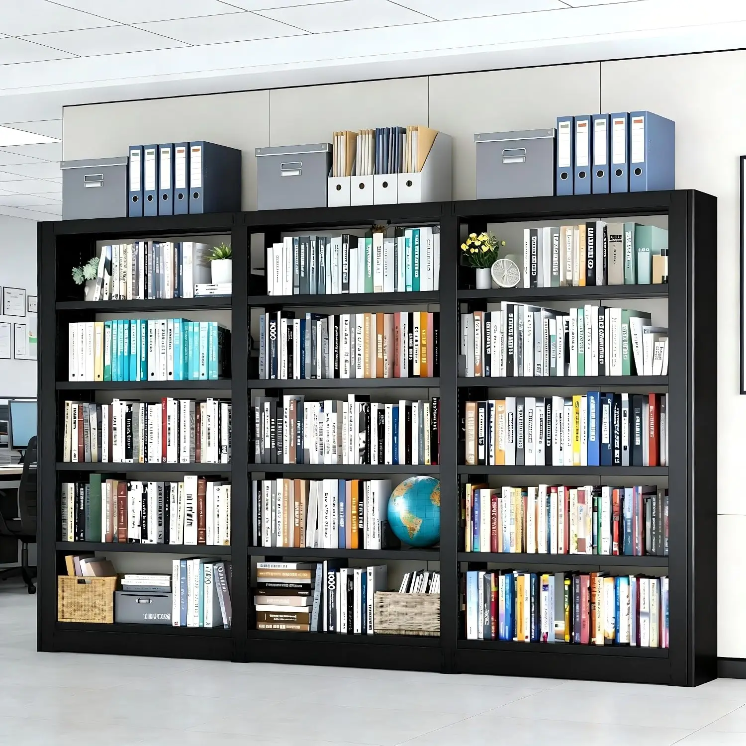 Heavy Duty Metal Bookshelf 5-Tier Adjustable Shelf Storage Rack Living Room Office 69