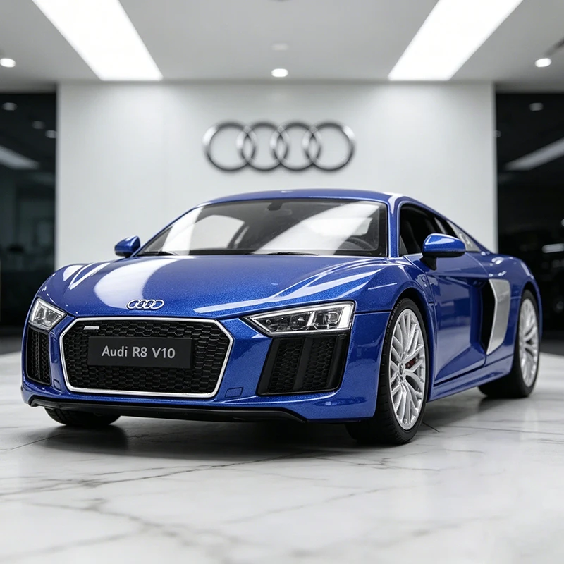 WELLY 1:24 AUDI R8 V10 Carro de Liga Metálica, Miniatura de Carro em Escala para Crianças