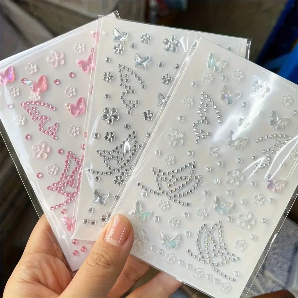 Decoration Self-Adhesive Temporary Tattoo Sticker DIY Sparkling Rhinestone Tattoo Body Art Zircon Butterfly Sticker Wedding