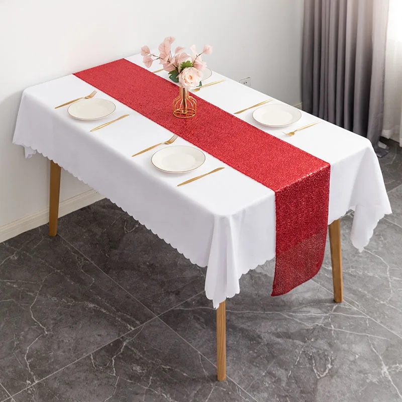 

AS23-5-New polyester square solid color table flag embroidered sequin table flag