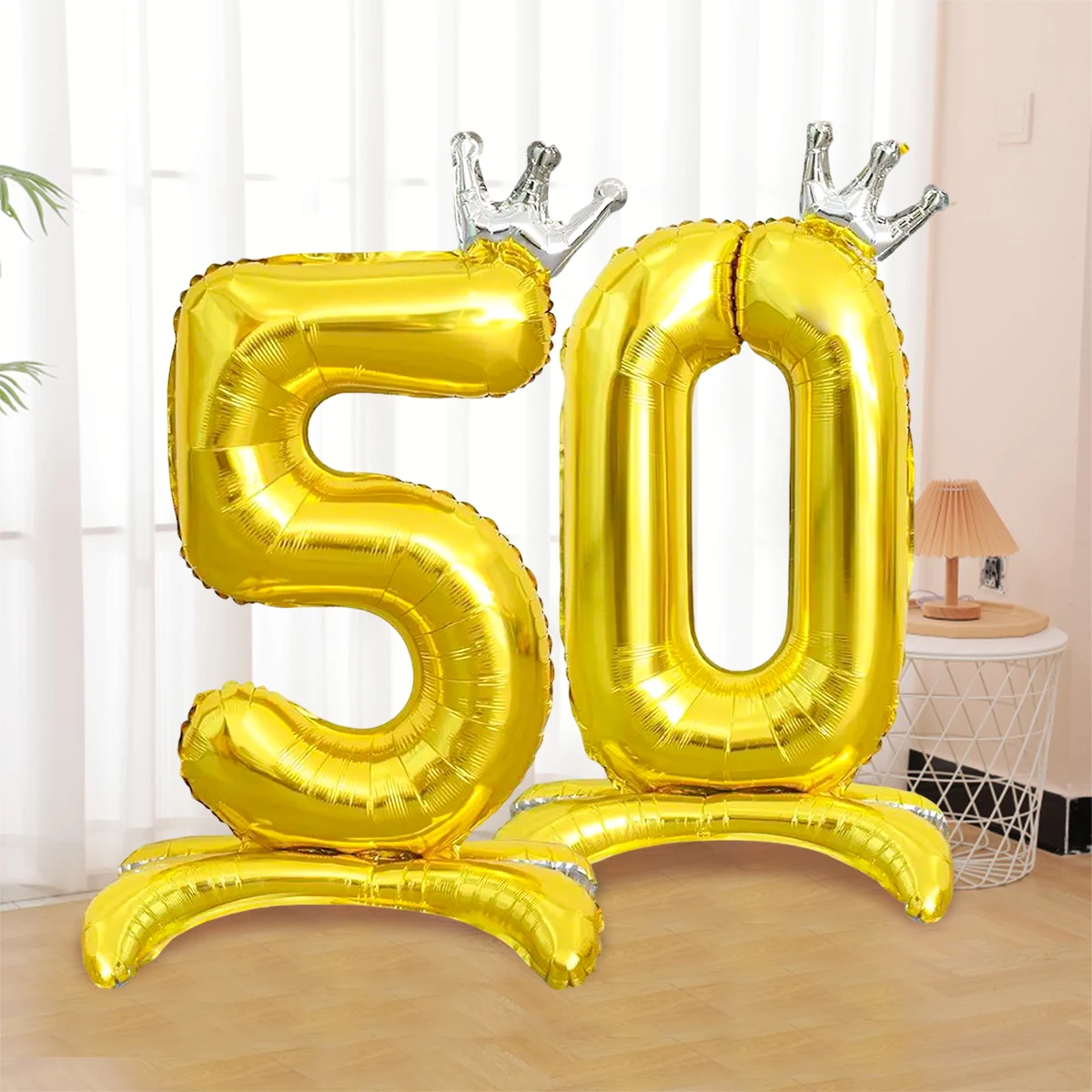 1 Großer 40-Zoll Goldener Kronen-Zahlenballon mit Sockel, Geburtstagsparty-Dekoration, Foto-Requisite, Jubiläumsgeschenk – Detail 4