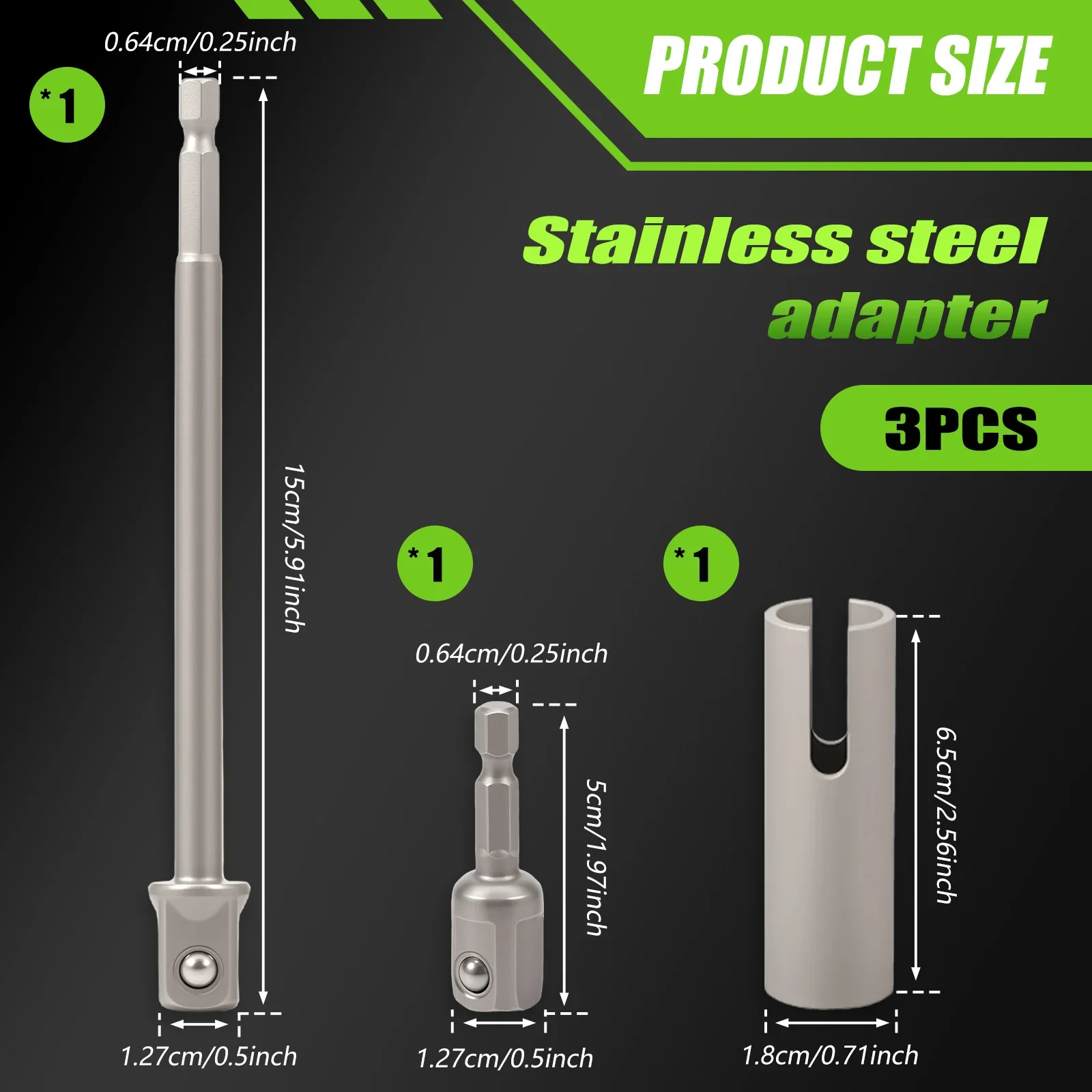 Stainless Steel Scissor Jack Slotted Drill Adapter T-Slot Drill Attachment with 2 Extension Drill Bits For RV Jacks Power Tool