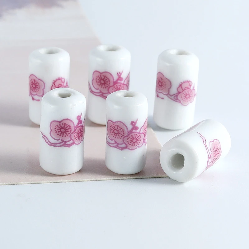 

50pcs/lot DIY Mix Jewelry Accessories Large Hole Straight Tube Ceramic Beads Charms Phone Pendant