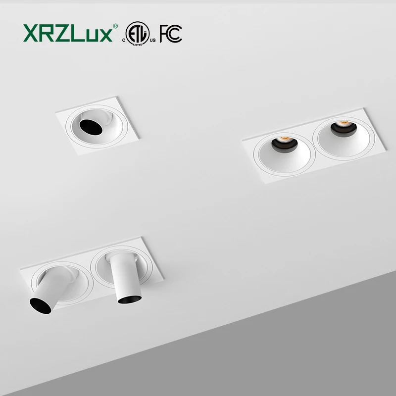 

XRZLux 10W 20W Aluminum Anti-glare Recessed Square LED Downlight Dimmable Ceiling Spotlight Round Adjustable ETL Down Light