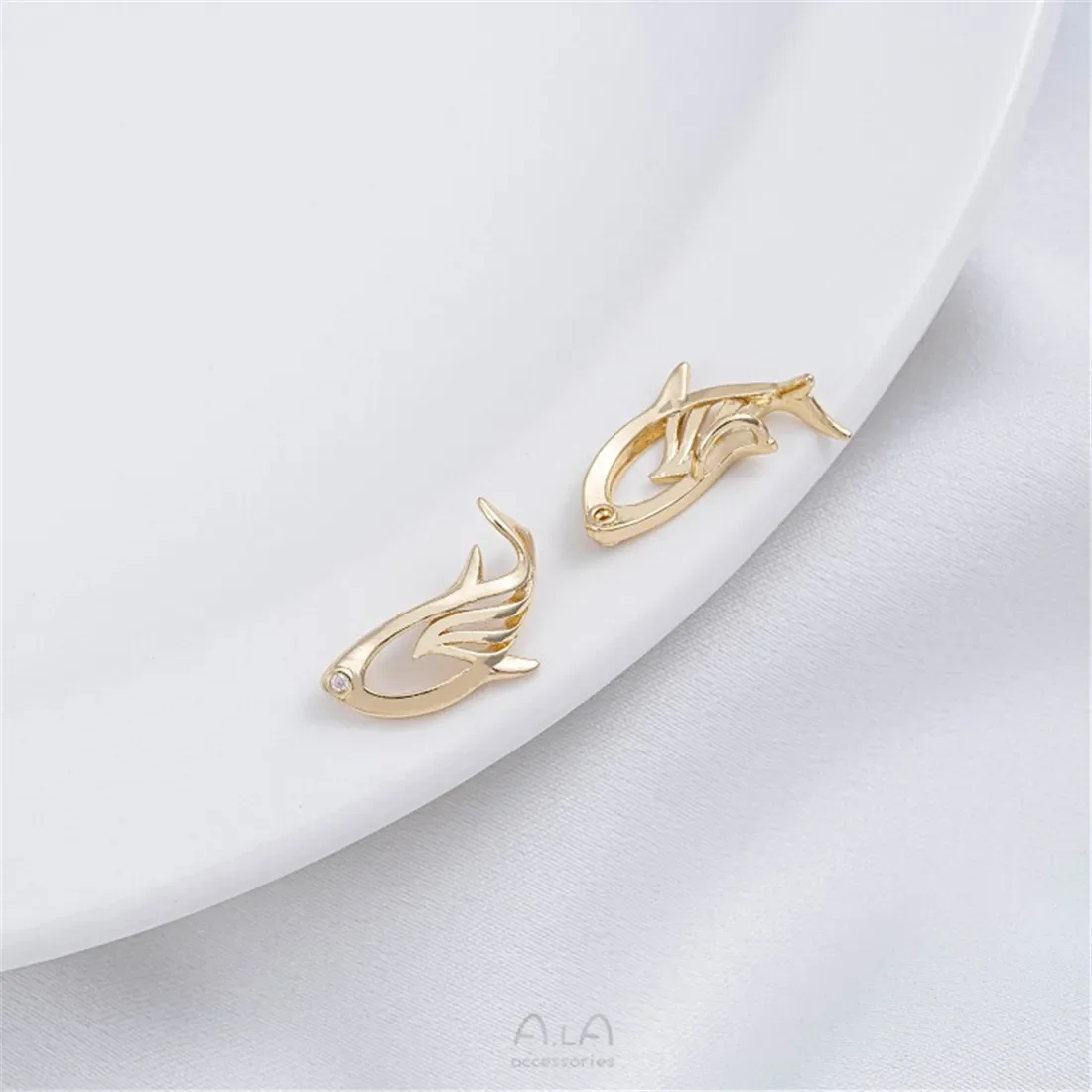 14K الذهب ملفوفة الحياة البحرية دولفين نجم البحر قلادة DIY بها بنفسك اليدوية اللؤلؤ سوار قلادة دلاية مجوهرات D029