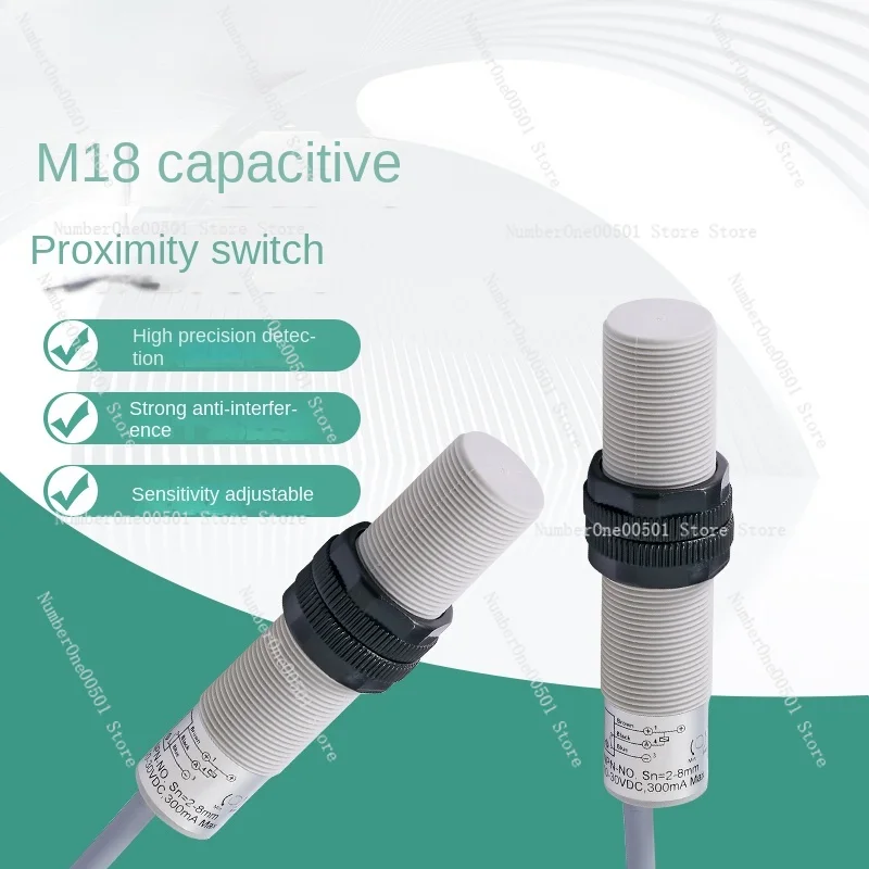 

M18 DC Three-Wire Capacitive Sensor Metal Non-Metal Material Level Detection Switch Detection Distance Adjustable