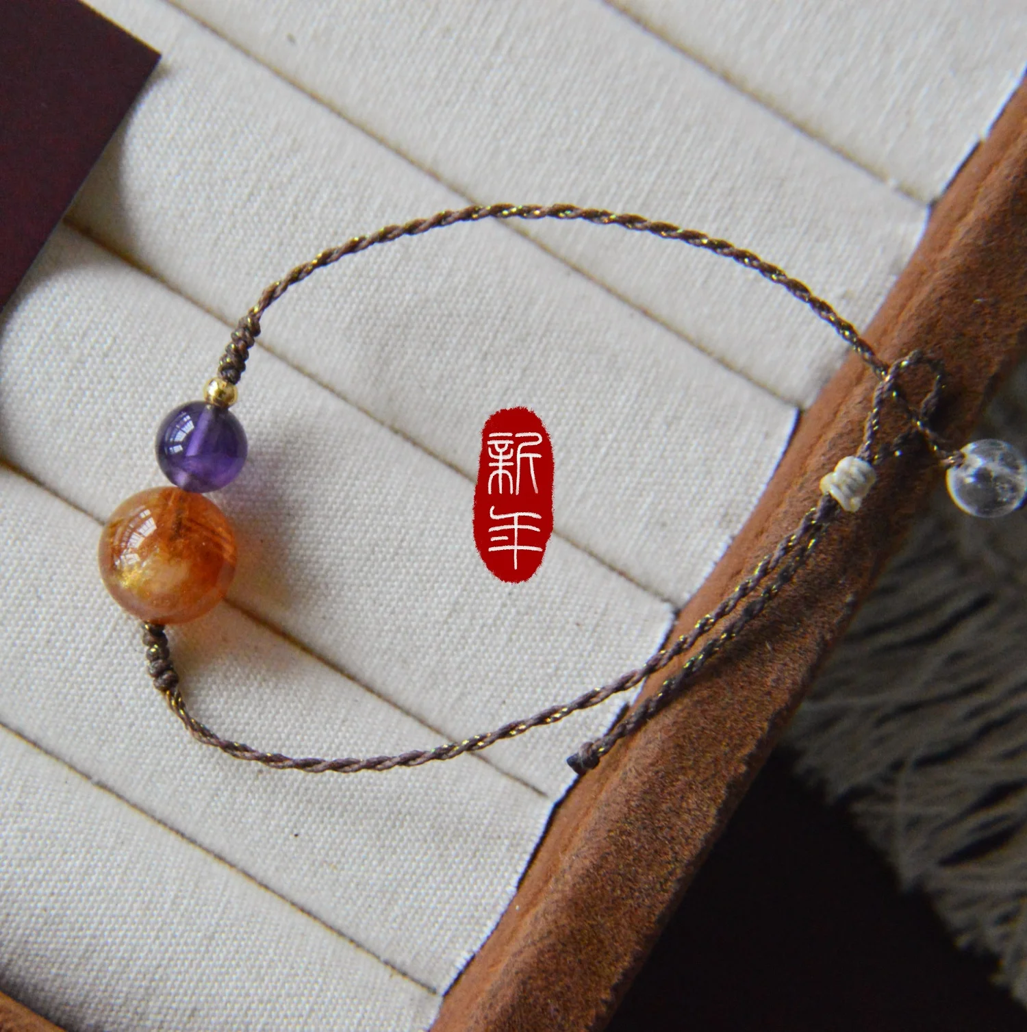 Pulsera de cristal natural hecha a mano, Li Xiaoyu, forma de calabaza pequeña, cuarzo púrpura, cuarzo blanco, cadena tejida a...