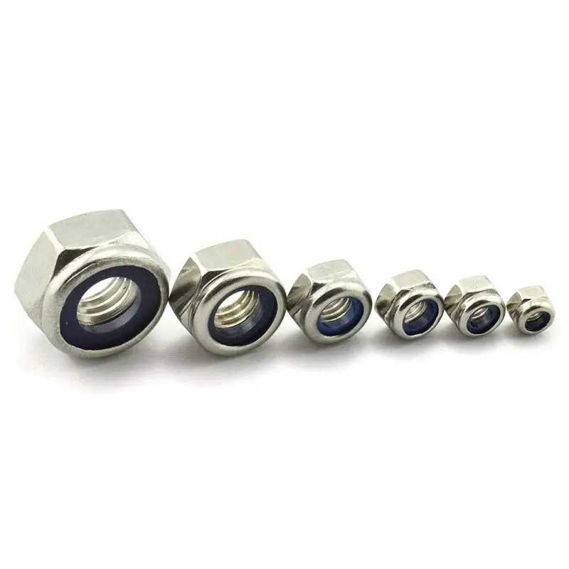 300Pcs 304 Stainless Steel Lock Nut Assortment Kit Nylon Insert Hex Lock Nuts Self Locking Nut M3 M5 M6 M8 M10-B51B