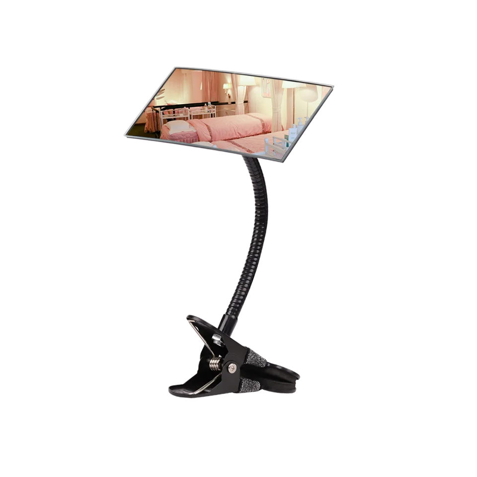 

360° Adjustable Flexible Clip-on Square Mirror | HD Gooseneck Clamp Mirror for Eyelash Salon, Office & Desk Rearview