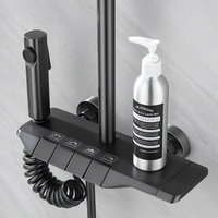 Black Bathroom Shower Set Piano Keys ABS Anti-rust Shower System Sets Wall Mounted Bathtub Hot and Cold Mixer Rain Shower Faucet