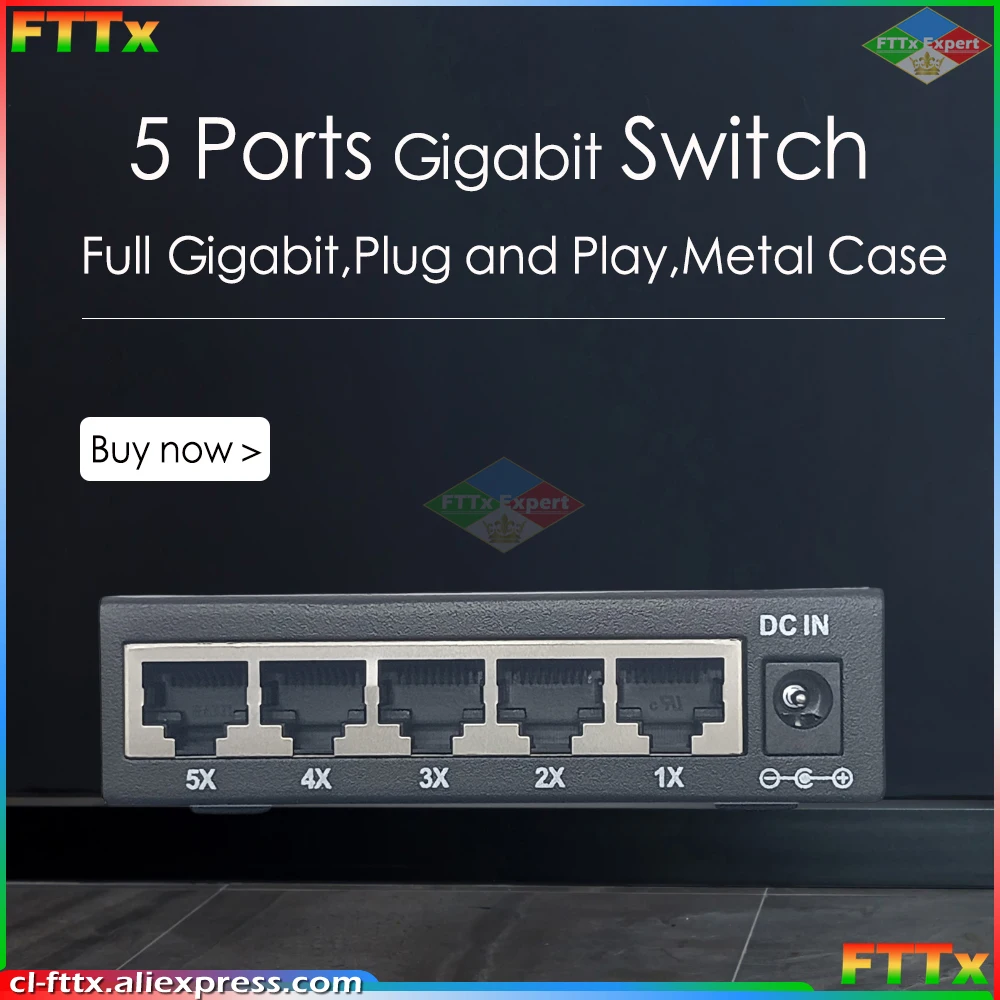 

5-Port Full Gigabit Metal Unmanaged Network Ethernet Switch