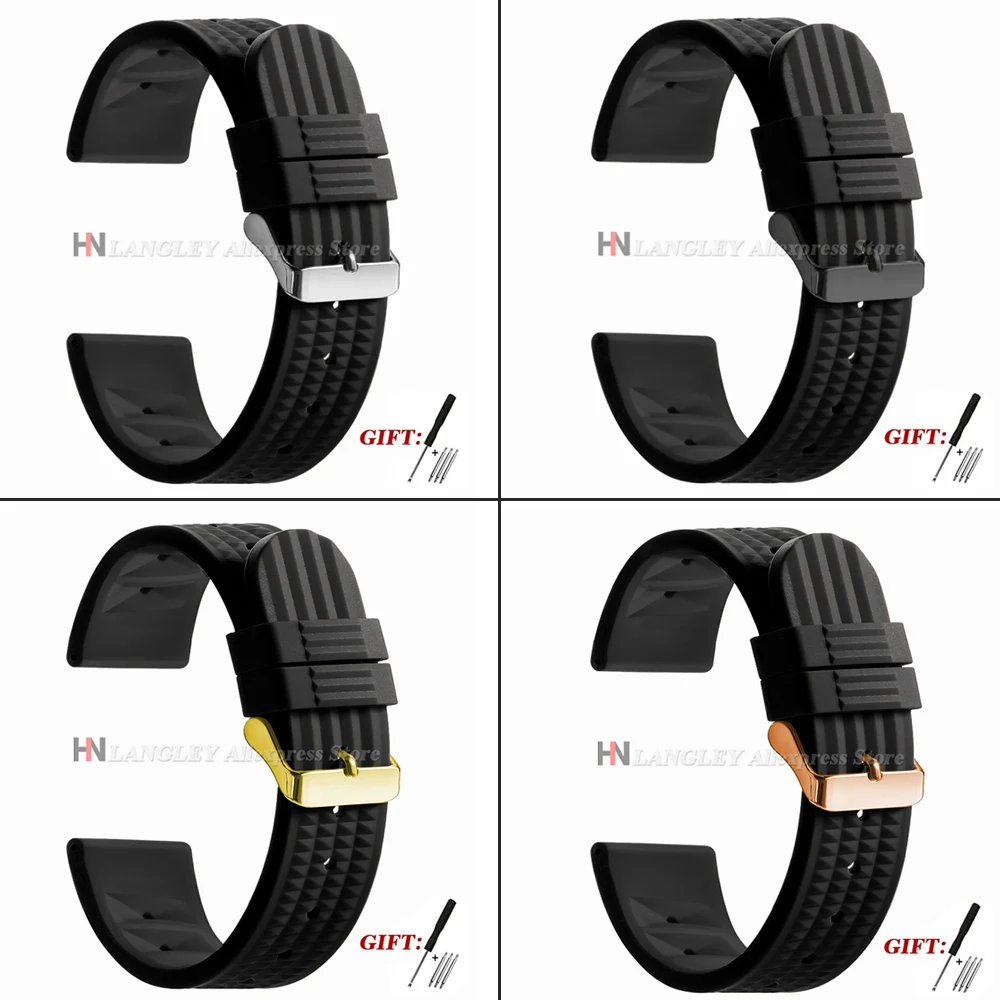 Weiches Gummi-Waffel-Uhrenarmband 20 mm 22 mm für Seiko für Rolex Water Ghost Sport, Silikon-Armband, Herren-Ersatzarmband Premium