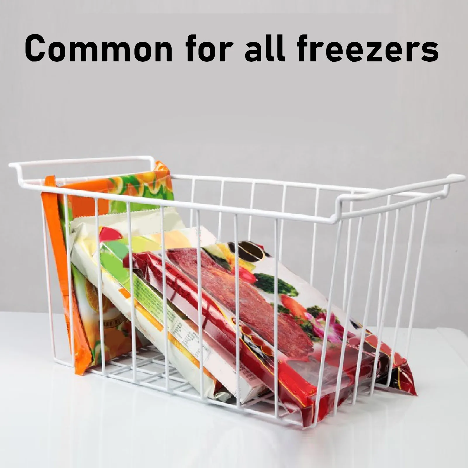 2Pcs Refrigerator Storage Basket Organizer Hanging Metal Rack with PE Coating Freezer Metal Wire Basket Kitchen Appliance