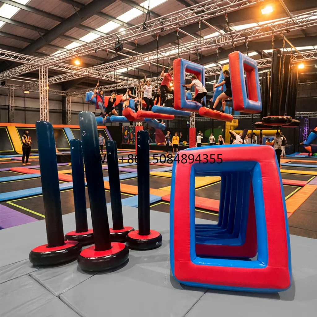 Indoor Inflatable Ninja Course Obstacle Adventure Park Parkour Park Slackline Inflatable square Obstacle Ninja Warrior for Sale