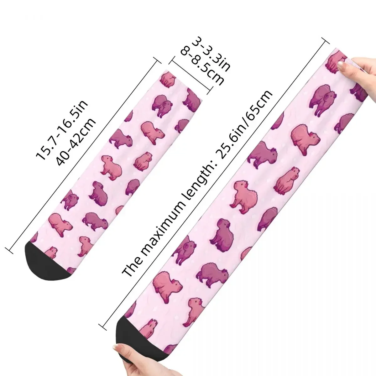 Winter Warm Fashion Unisex Capybara Pink Socks Cartoon Cute Non-slip Breathable Basketball Socks