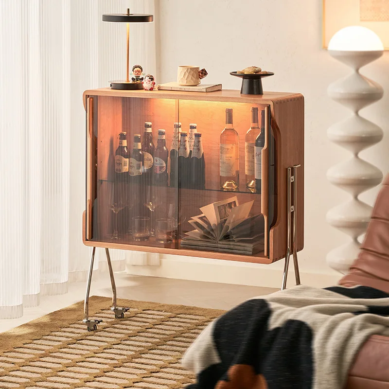 

Solid wood removable wine living room storage cabinet cherry wood small wine rack