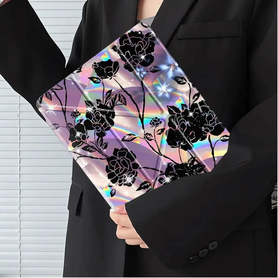 Purple Shining Flowers Tablet Case For iPad Pro 11th 10th 9th 8th 7th 12.9inch Pro 2025 Air 4 5 M3 M2 M4 11inch Mini 6 7 Holder