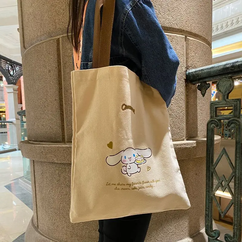 

Sweet Sanrio Cinnamoroll Anime Kawaii Fashion Canvas Bag Cute Cartoon Large Capacity Storage Shoulder Bag Gifts for Girls