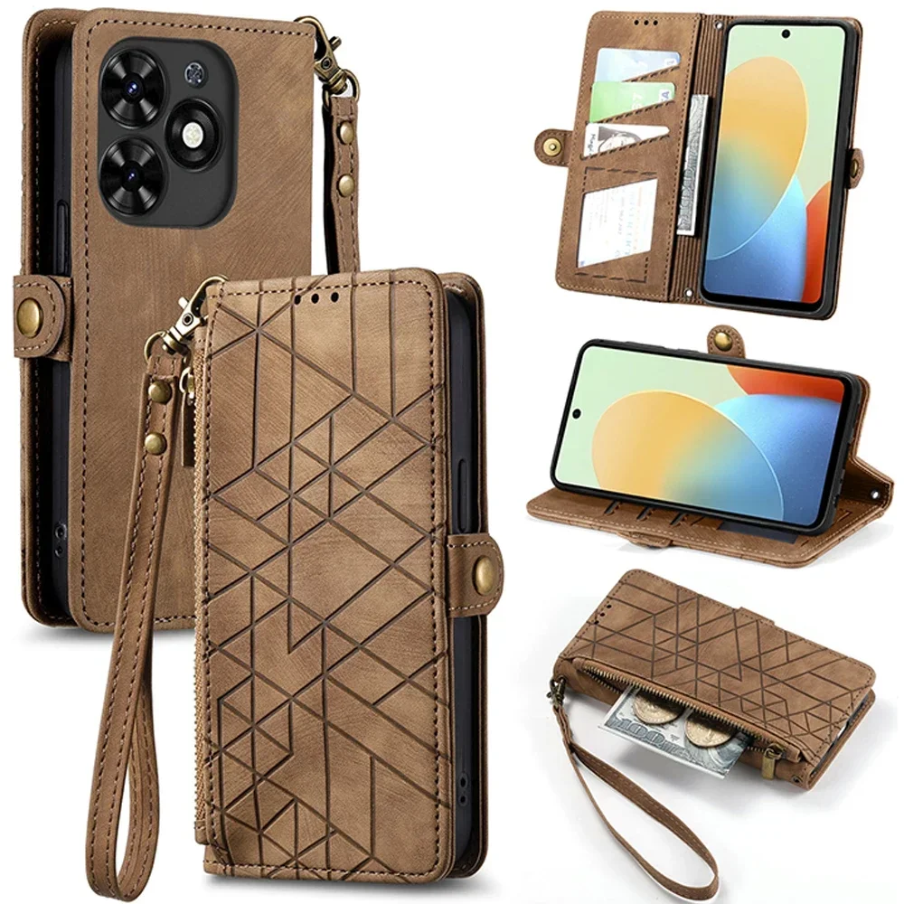 

For TCL 40 50 Pro NxtPaper Crossbody Luxury Zipper Wallet Leather Case For TCL 50 40 30 SE 30E 405 403 505 40XL 30+ Book Cover