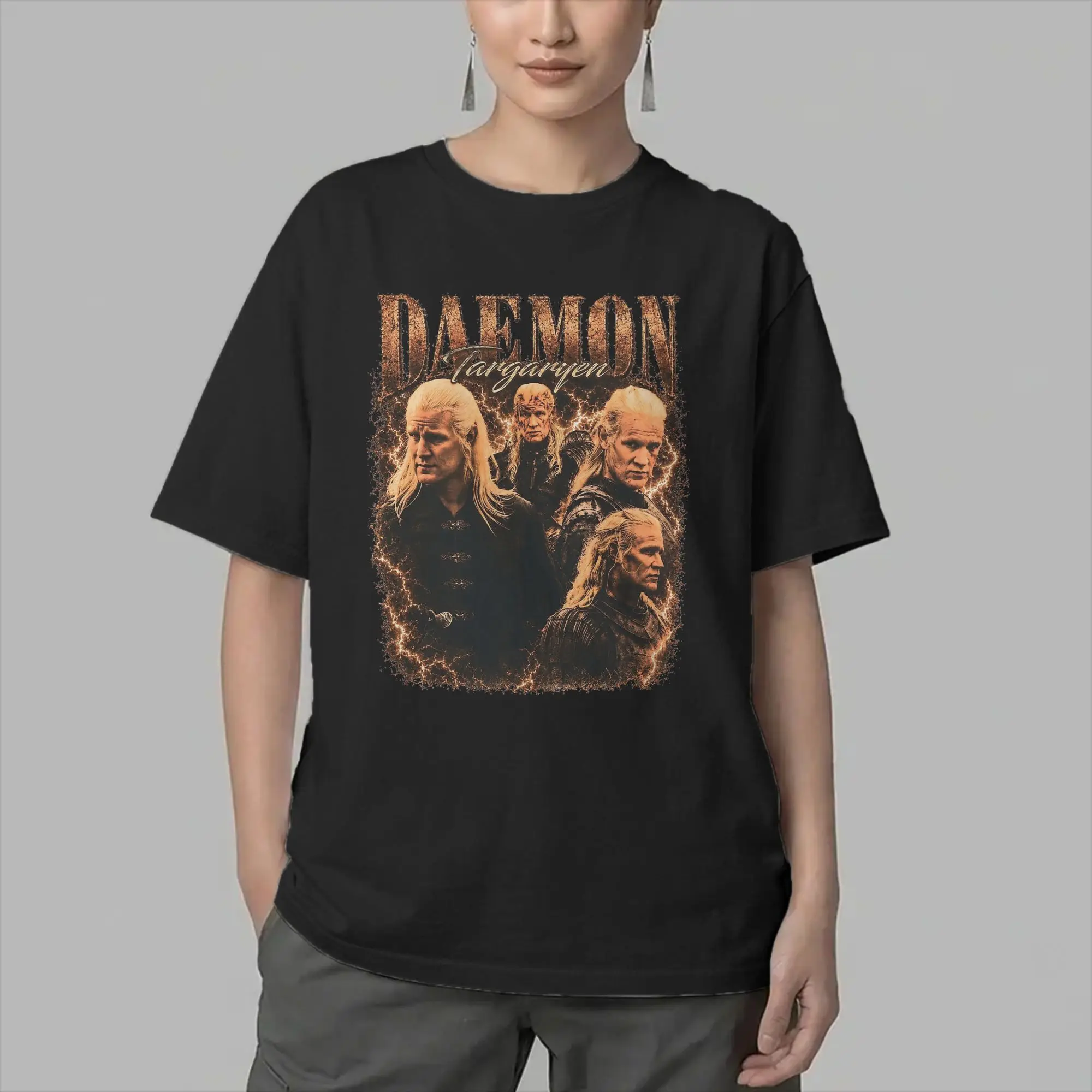 H-House of the D-Dragon Daemon Targaryen T Shirt Men's 100% Cotton Fashion for Male T-Shirts O Neck Tees Short Sleeve Clothes