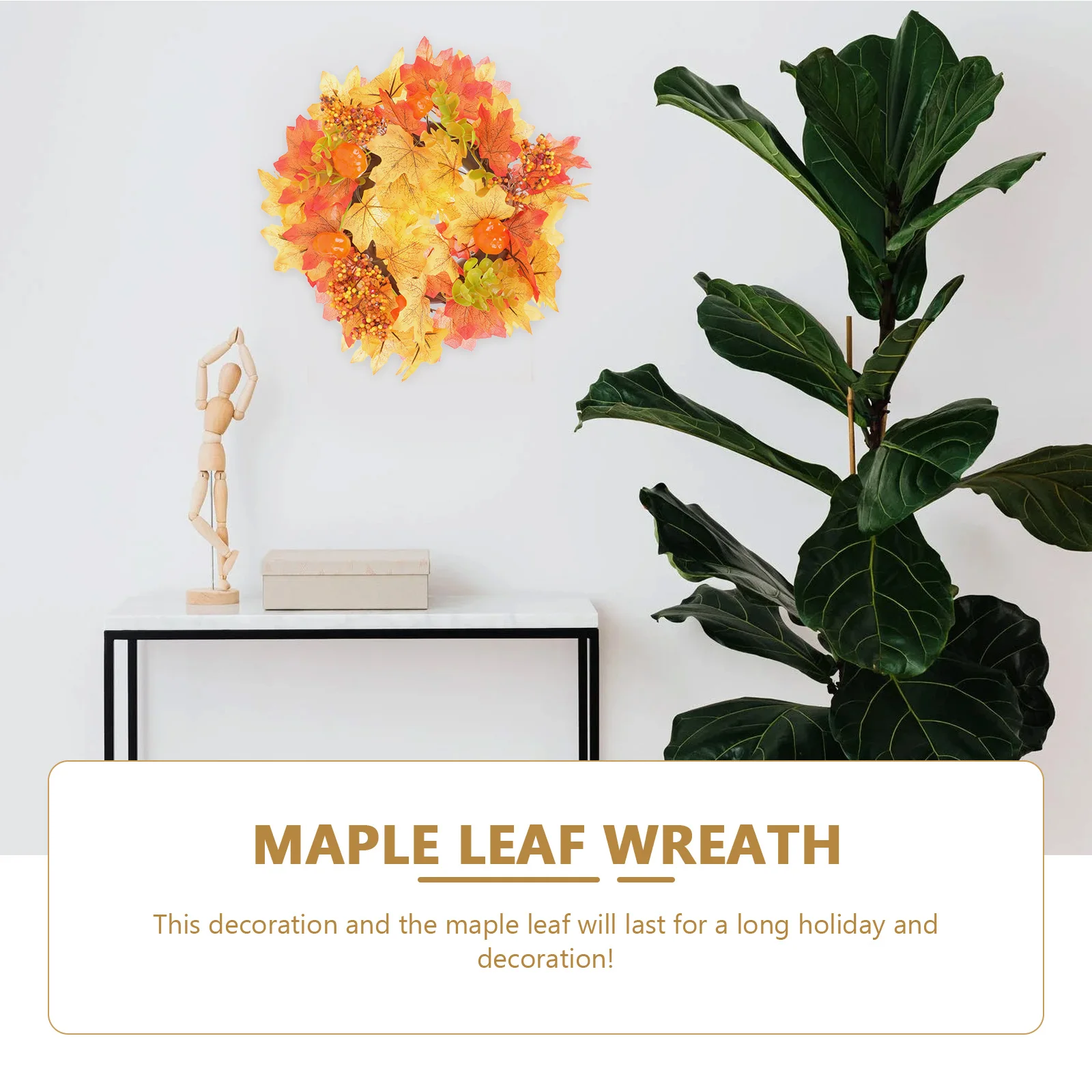 

Halloween Holder Pumpkin Maple Leaf Wreath Artificial Simulation Berry Tabletop Door Decor Outdoor Wreath