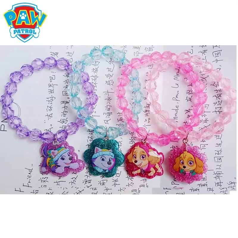 Paw Patrol Skye Everest Cartoon bracciale acrilico fatto a mano accessori con perline decorazione per bambini ciondolo gioielli per ragazze regali