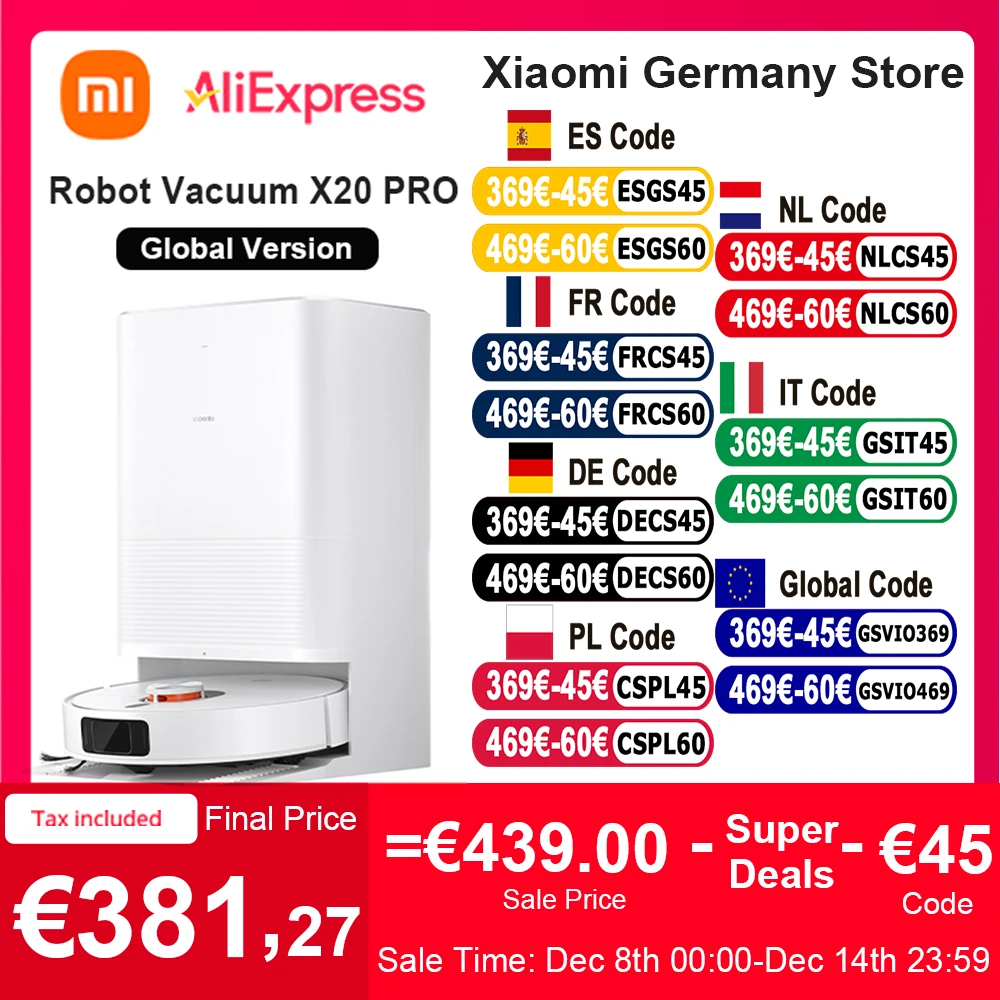 Version mondiale Xiaomi Robot aspirateur X20 Pro commande vocale collecte automatique de la poussière balayage de toute la maison nettoyage de liquide de cheveux détection de tapis intelligente avec rehaussement de tampon de vadrouille automatique 7000Pa puissant souffleur de suctionfan Version mondiale Xiaomi Robot aspirateur X20 Pro commande vocale collecte automatique de la poussière balayage de toute la maison nettoyage de liquide de cheveux détection de tapis intelligente avec rehaussement de tampon de vadrouille automatique 7000Pa puissant souffleur de suctionfan