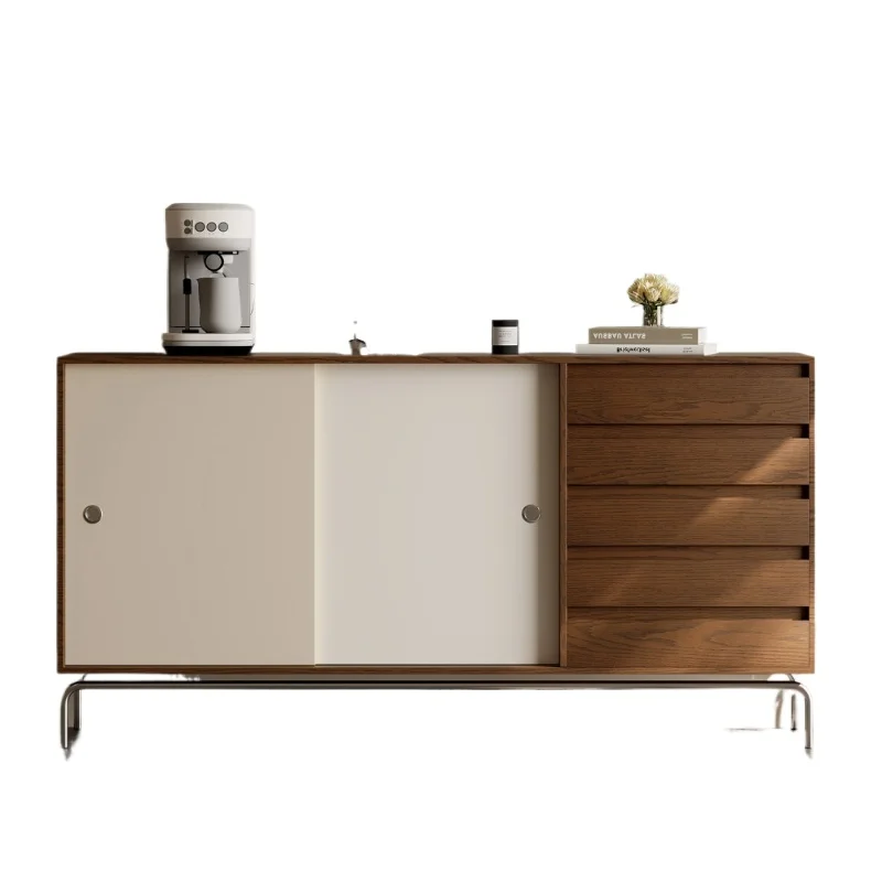 

Medieval small apartment dining side cabinet integrated against the wall, storage living room storage entrance cabinet